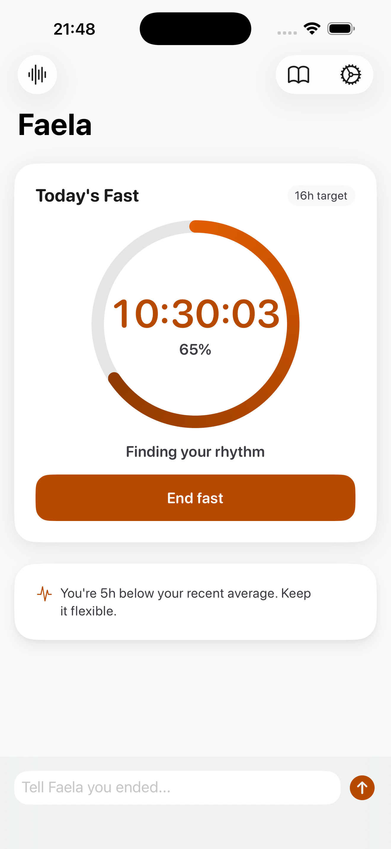 Maru fasting timer with progress ring